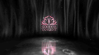 TANGENTOD Curly-Haired Goddesses in Gold and Black Latex Dominate Hooded Male Slave