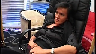 Brunette secretary milf gets banged in pov