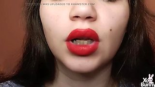 XO Bunny Big Red Lips Smoking Close Up POV