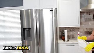 Topless Maid Yellow Gloves Kitchen Tease