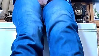 Dominant Jeans MILF Squirt Fantasy. Cameltoe, Smoking, Pee Domination and Double Orgasm