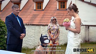 BRIDE4K. Sexy bride with natural tits is having a kinky sex with a groom dressed up as a hound: Porn