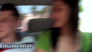 College rules - insane coeds submit a video with public flashing, car fellatios, and steamy wishes
