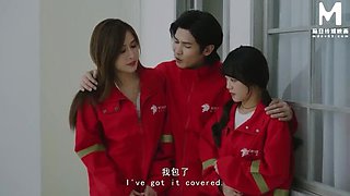 Asian CEO Bossy President Fucks Big Tits Secretary for Pussy Joy - Threesome Blowjob Doggystyle