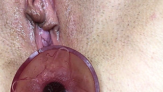 Anal Stretching with Butt Plugs in Glitter Fishnet Tights Close-up!