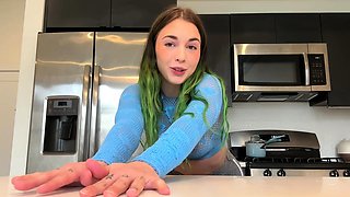 Bailey Eilish PAWG Reverse Cowgirl Ride Dildo In Kitchen