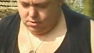 Big natural boobs humiliating dildo penetrated in hanging out, outside whipping threesome