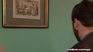 Coworker gags and ties up and fucks full-breasted colleague