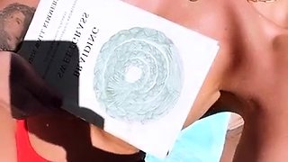 Sultry housewife flashing her lovely big tits outdoors