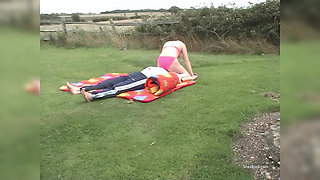 Face Sitting and Pussy Licking Outdoors While She Wears a Bikini with a BJ and HJ Reward