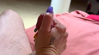 Amateur girlfriend handjob and anal fuck with cumshot