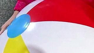 Dominant Pink Downjacket MILF Beach Ball Fetish. Deepthroat, Reverse Cowgirl, Doggy and Triple Cum