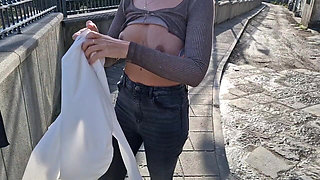 Changing Blouse and Walking with Boobs Out