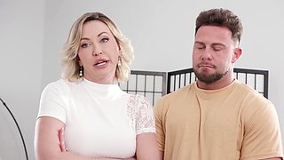 Cami's massive melons bounce in wild FFM threesome
