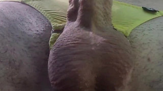 Cock jerking with nature