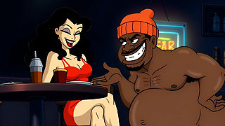 Valentine's Day. Cartoon in Which a Wife Is Fucked in a Public Toilet