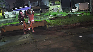 Two Hot Girls Caught Him Masturbating Inside the Car and Helped Him Cum