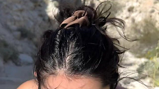 Outdoor Blowjob While Hiking in the Desert - Amateur Wmaf - Cum in Mouth Public BJ Swallow
