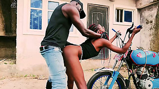 Petite Biker Gang Bang: Standing Sex on a Motorcycle with BBC in Garage