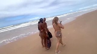 Hot Amateur Friends Fuck Guys at Nude Beach - Latina Teens with Natural Tits