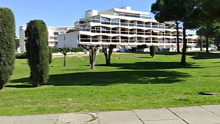 Outdoor Mini Skirt No Pantie with Anal Plug