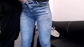 Grobbing Amateur Ass and Fingering Pussy in Blue Jeans