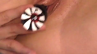 Footjob and Masturbation in Red Stockings