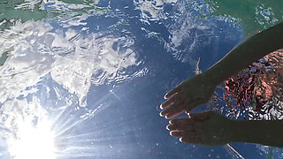 Naked MILF Swimming with Anal Plug Underwater