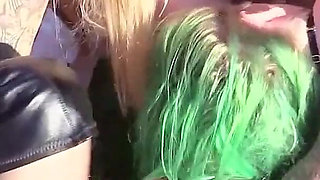 Outdoor bukkake action with hot teens Adreena and Phoenix