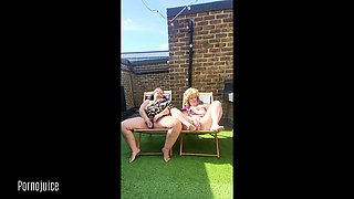 Interracial Lesbian Rooftop Cum Party Starring Sexyspice36 and Juliet Redhead