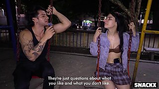 Shy Brunette Curious in Playground Casting - Anal Pounding All Night