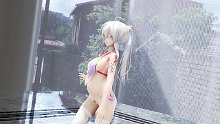 [mmd] Weak Sound Good-night Kiss Pregnancy Erotic Hanfu Belly Pocket Thong