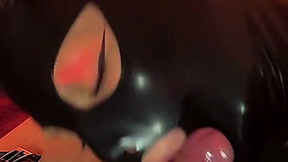 Naughty Doll Wearing a Latex Mask Gave Her Master Blowjob
