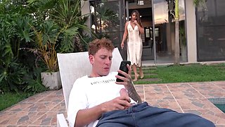 Stepmother Finds Her Stepson Masturbating In The Pool And Volunteers To Help