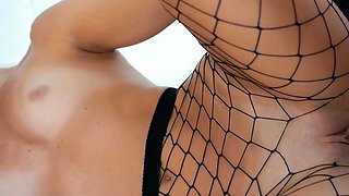 Fishnet-Clad Step-Sis Gets Her Tight Pussy Creampied