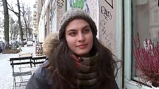 Brunette with enormous natural titties plays solo