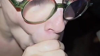 Slut with Glasses Sucks Like a Bitch up to the Facial