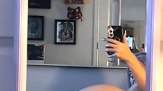 Masturbating busty blonde teen on couch with big toys