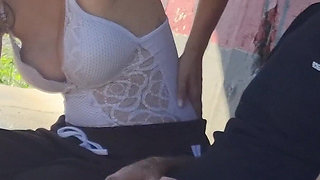 Risky Masturbation with a Stranger at a Bus Stop!