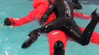 Human Life Raft - Inflated Suit Slave Pool Domination