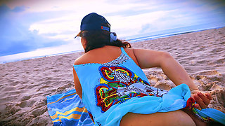 Suddenly a Stranger sneaks up and starts Touching my hairy Pussy on the Beach