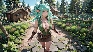 Forest Fantasy! Blue Elf Kneeling, Green Elf Teasing, Sun-Dappled Magic & Wand Play.