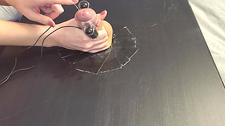 Close up Teasing Cock Massage with Vibrator - Massive Cum