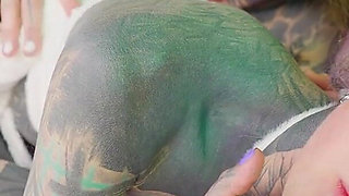 Tattoo Alternative Anal Sluts Share a Black Tattooed Cock