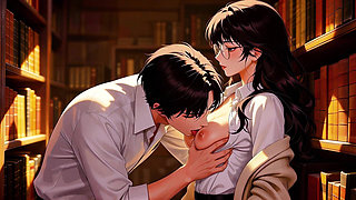 Gap Moe Glasses Beautiful Woman, the Private Study Session in the Library.super Temptation.episode 3. Ai-generated