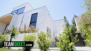 Nanny has a fat kick on her boss, and she's decided to ruin his life with her teen cunt