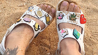 Look at My Toes in Crocs on the Beach