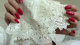 We Smell White Antique Cloth Handkerchiefs - Lady Victoria Valente