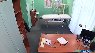 Faux medical center - nurse in sumptuous red lingerie fucking a patient