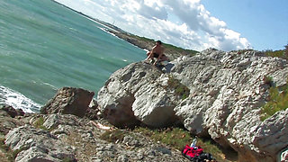 Fresh pussy slut gets pussy fucked on the beach